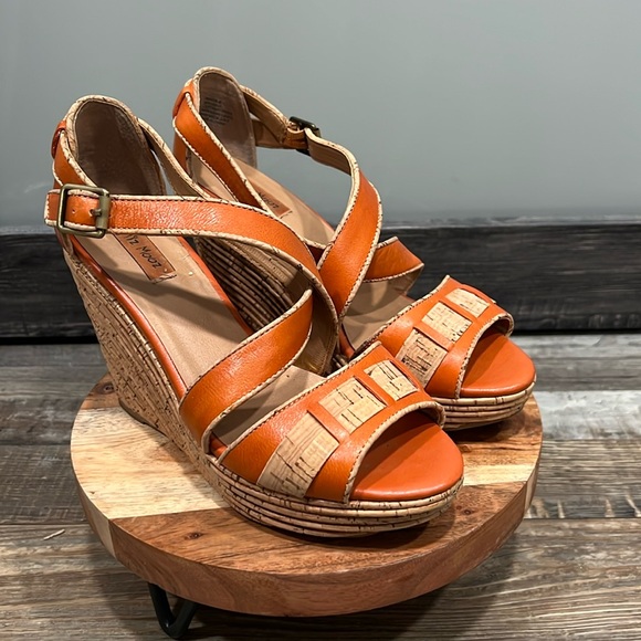 Shoes | Miz Mooz Kenya Espadrilles Orange Wedge Sandals | Poshmark